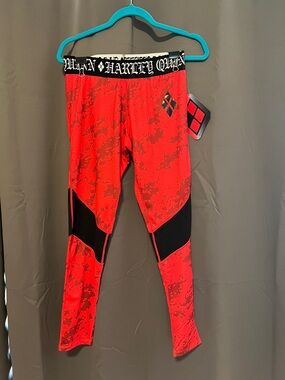 Bioworld Harlequin-Style Red & Black Kids Compression Leggings